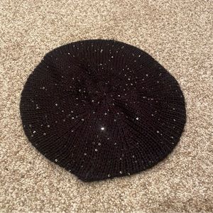 Black sequin beret